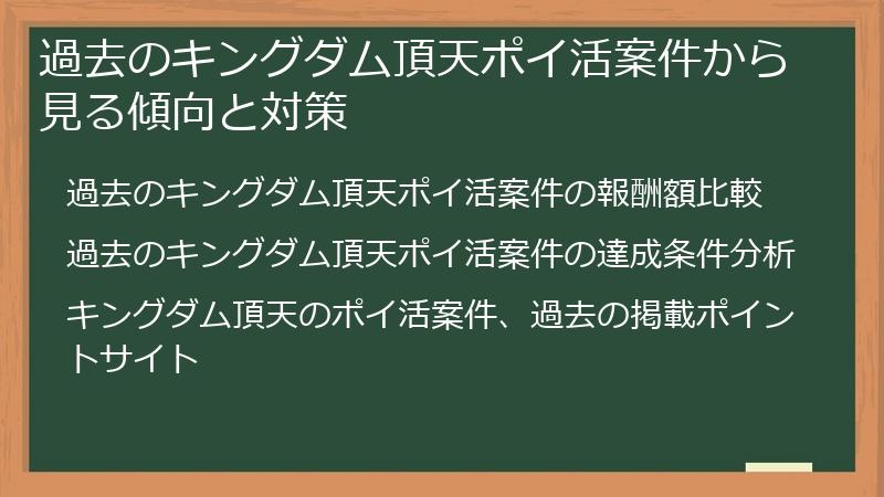 過去のキングダム頂天ポイ活案件から見る傾向と対策