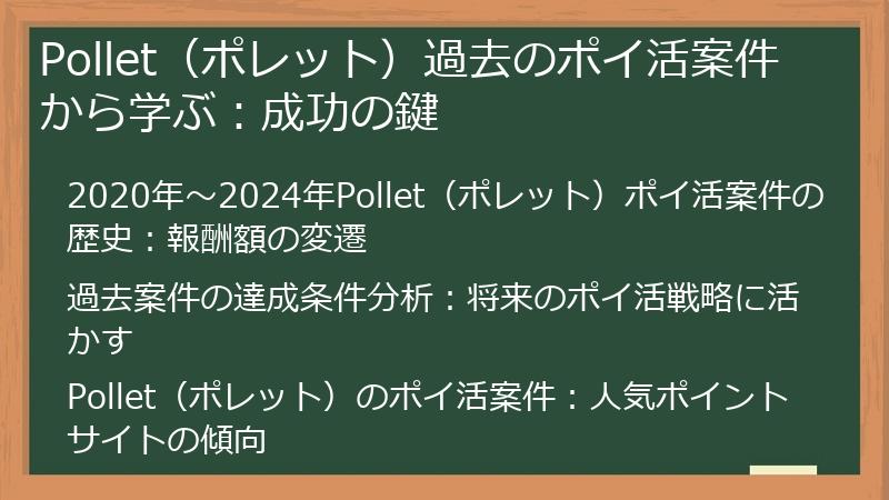 Pollet（ポレット）過去のポイ活案件から学ぶ：成功の鍵