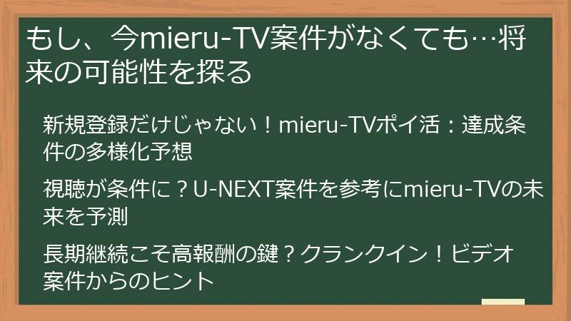 もし、今mieru-TV案件がなくても…将来の可能性を探る