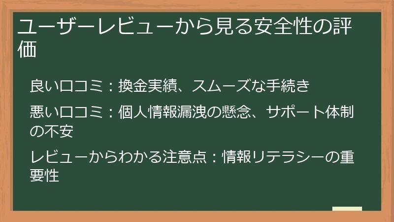 ユーザーレビューから見る安全性の評価