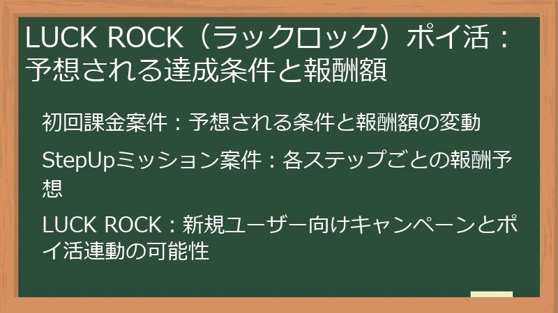 LUCK ROCK（ラックロック）ポイ活：予想される達成条件と報酬額