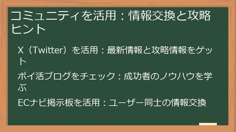 コミュニティを活用：情報交換と攻略ヒント