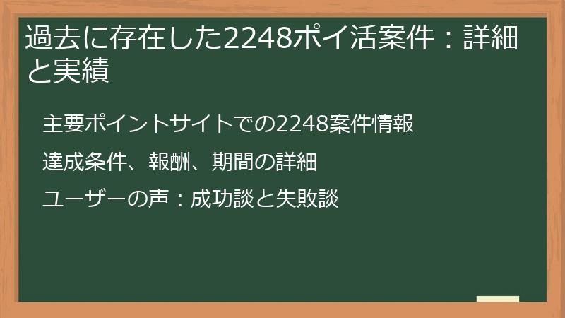過去に存在した2248ポイ活案件：詳細と実績