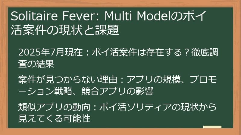 Solitaire Fever: Multi Modelのポイ活案件の現状と課題