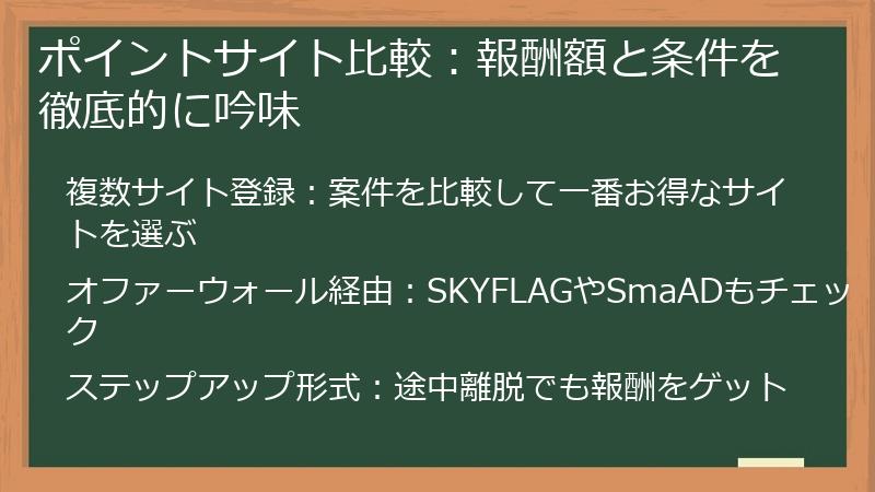 ポイントサイト比較:報酬額と条件を徹底的に吟味