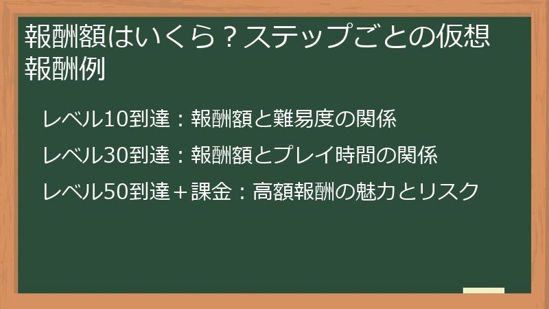 報酬額はいくら？ステップごとの仮想報酬例