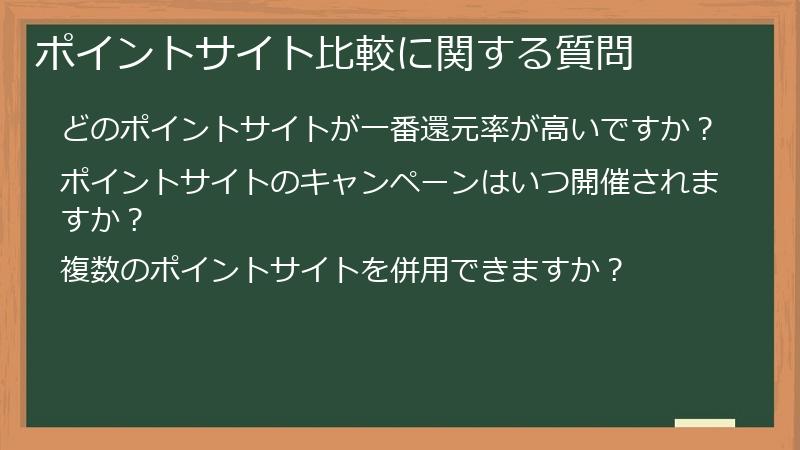 ポイントサイト比較に関する質問