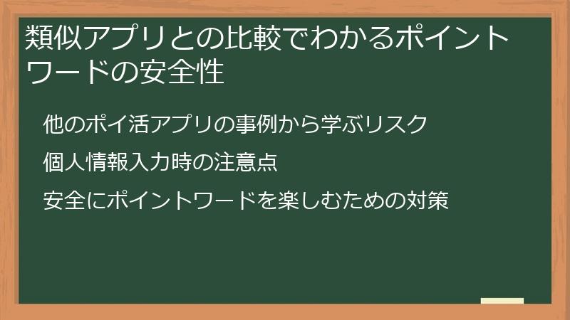 類似アプリとの比較でわかるポイントワードの安全性