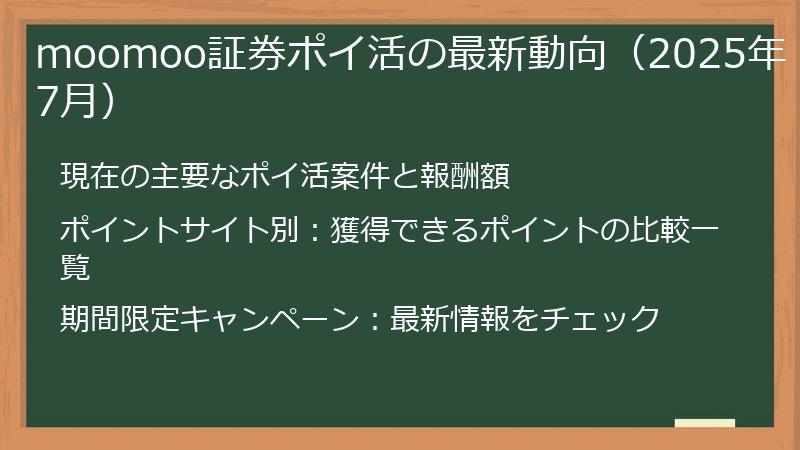 moomoo証券ポイ活の最新動向（2025年7月）