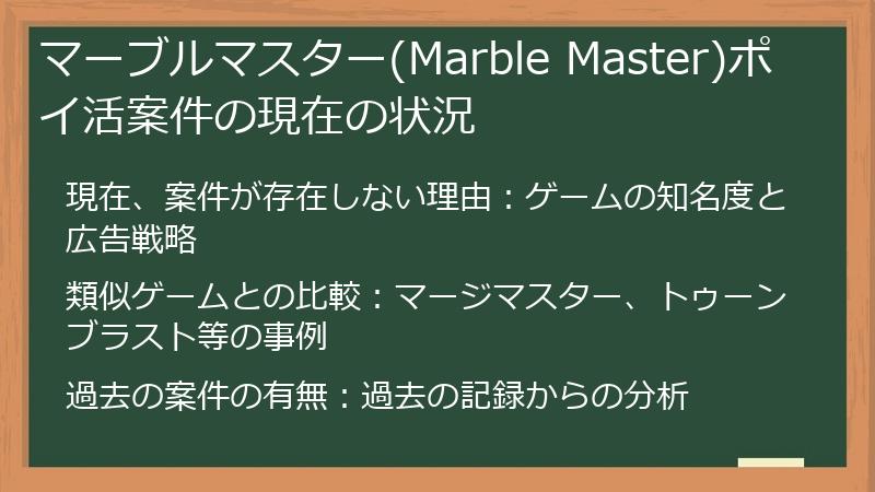 マーブルマスター(Marble Master)ポイ活案件の現在の状況