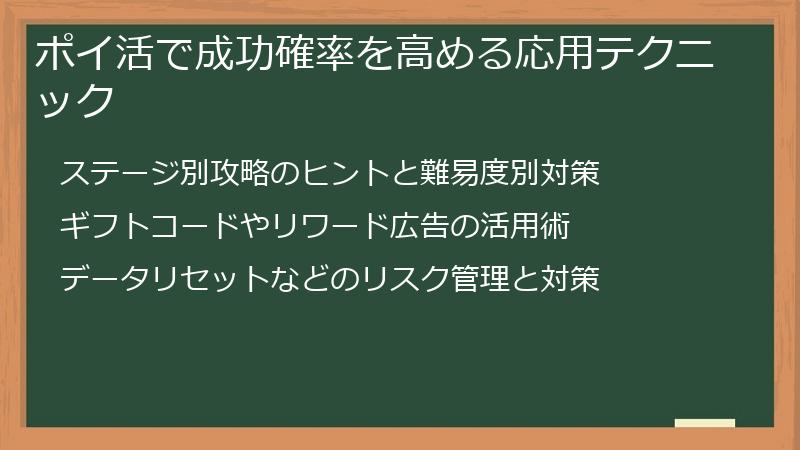 ポイ活で成功確率を高める応用テクニック
