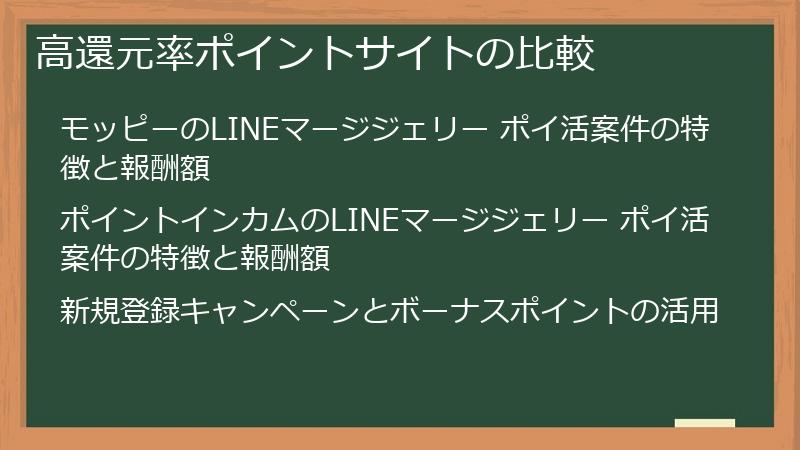 高還元率ポイントサイトの比較