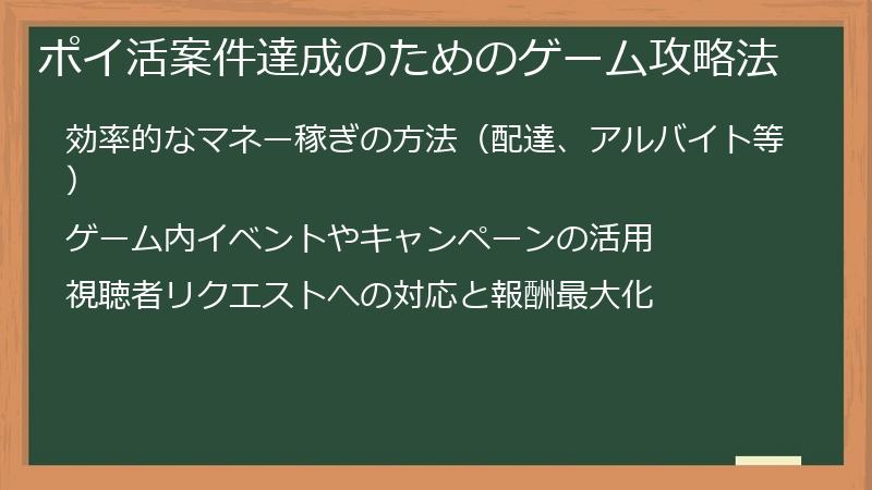ポイ活案件達成のためのゲーム攻略法