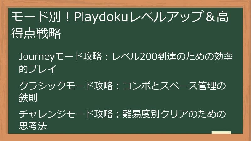 モード別！Playdokuレベルアップ＆高得点戦略