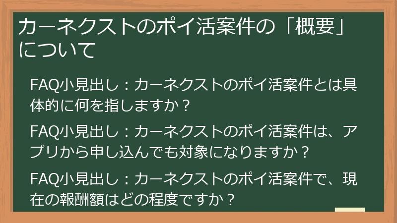 カーネクストのポイ活案件の「概要」について