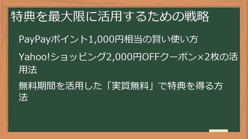 特典を最大限に活用するための戦略