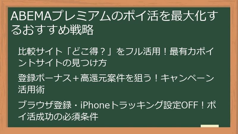 ABEMAプレミアムのポイ活を最大化するおすすめ戦略