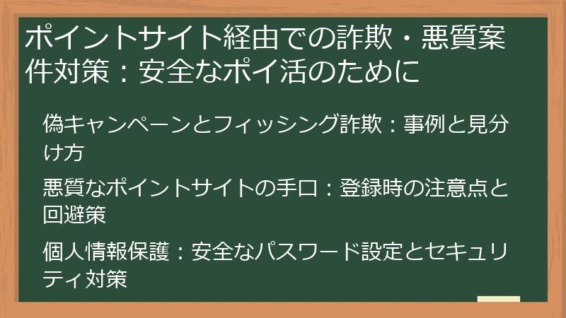 ポイントサイト経由での詐欺・悪質案件対策：安全なポイ活のために