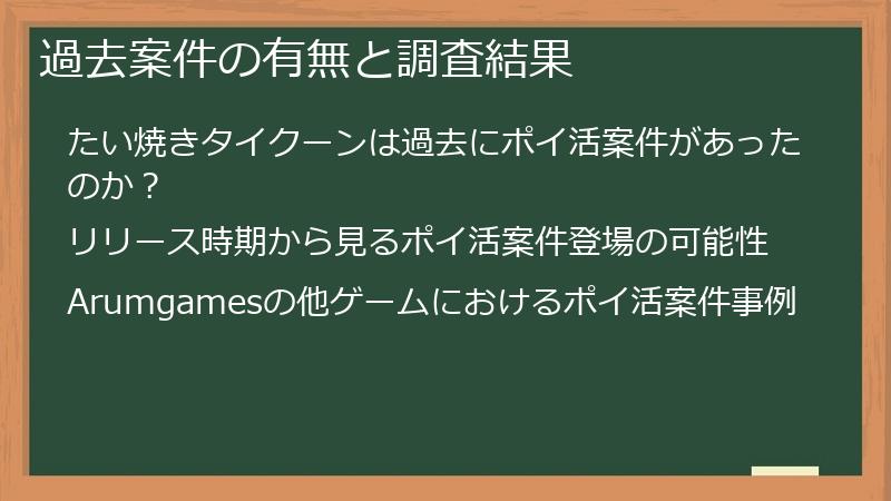 過去案件の有無と調査結果