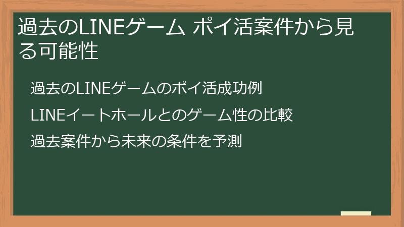 過去のLINEゲーム ポイ活案件から見る可能性