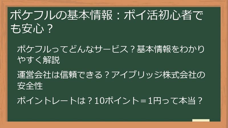 ポケフルの基本情報：ポイ活初心者でも安心？