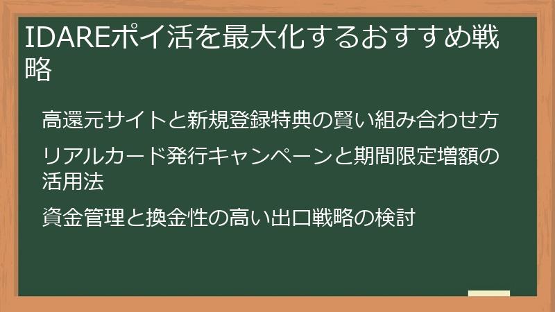 IDAREポイ活を最大化するおすすめ戦略
