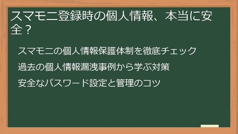 スマモニ登録時の個人情報、本当に安全？