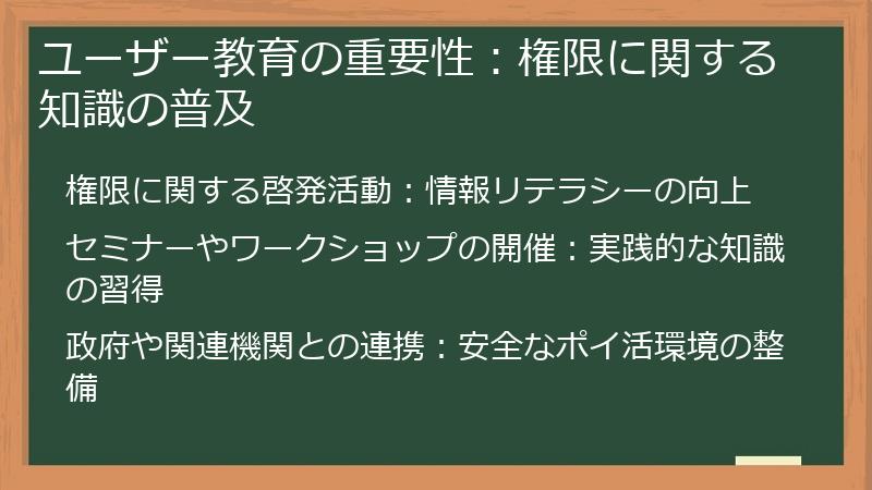 ユーザー教育の重要性:権限に関する知識の普及
