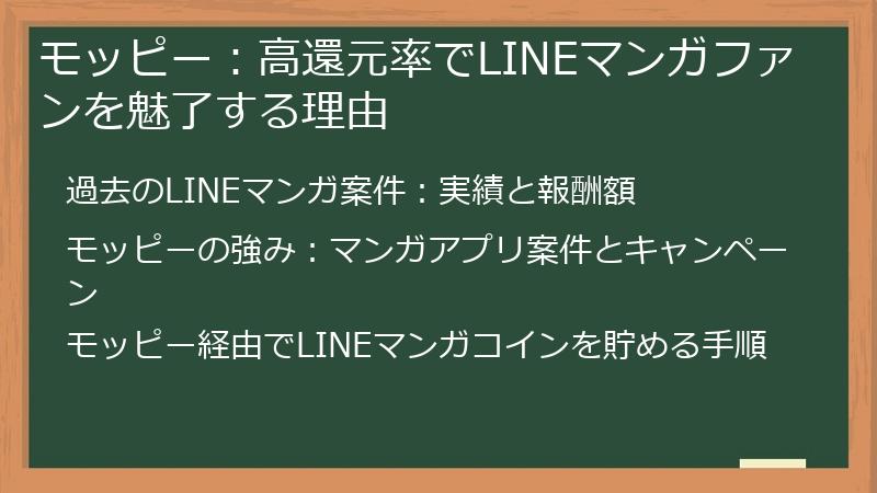 モッピー：高還元率でLINEマンガファンを魅了する理由
