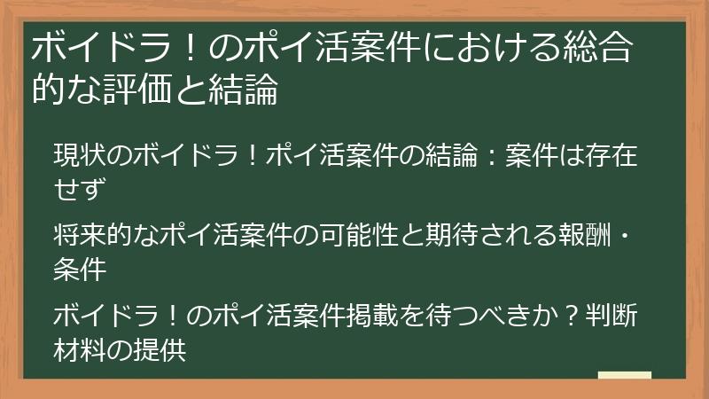 ボイドラ!のポイ活案件における総合的な評価と結論