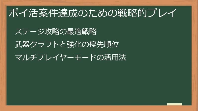 ポイ活案件達成のための戦略的プレイ