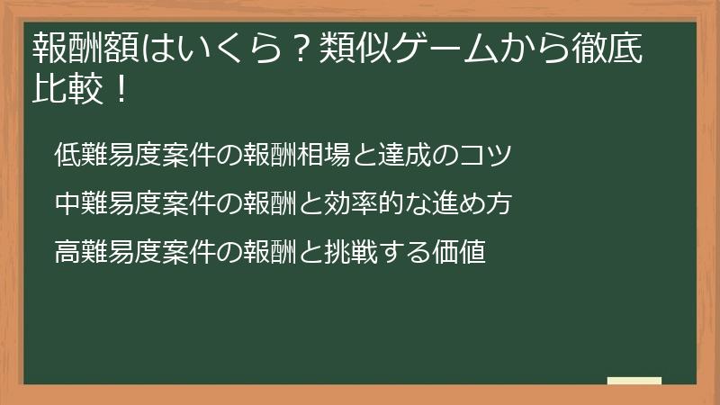 報酬額はいくら？類似ゲームから徹底比較！