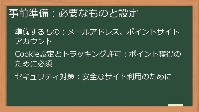 事前準備：必要なものと設定