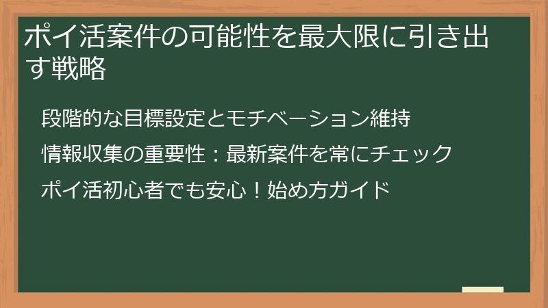 ポイ活案件の可能性を最大限に引き出す戦略