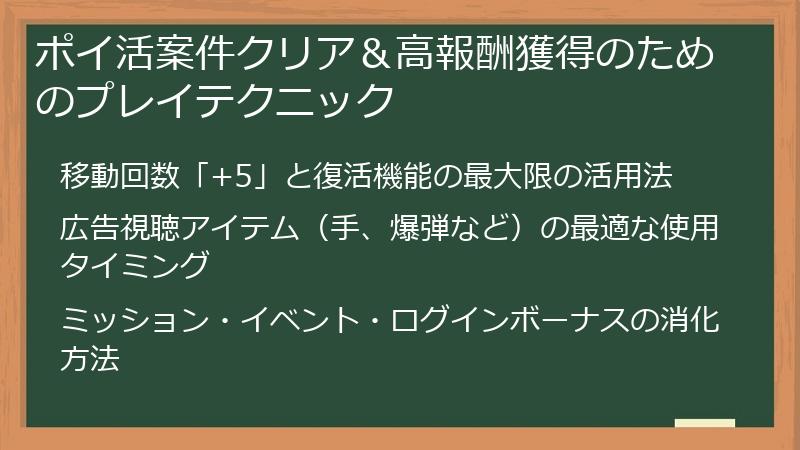 ポイ活案件クリア＆高報酬獲得のためのプレイテクニック