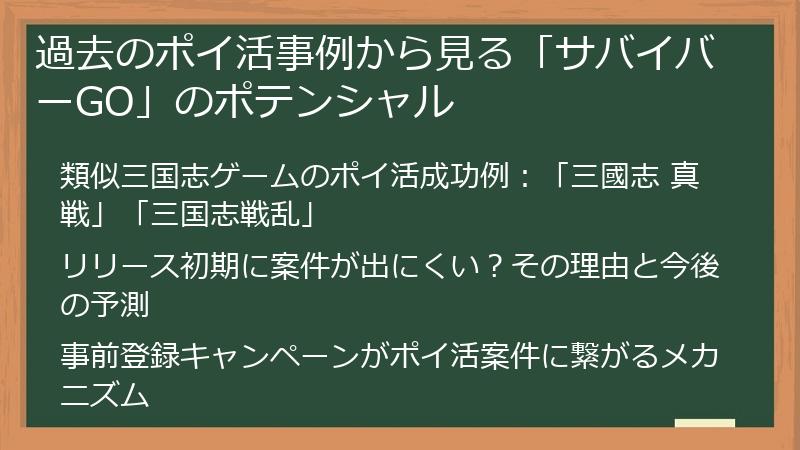 過去のポイ活事例から見る「サバイバーGO」のポテンシャル