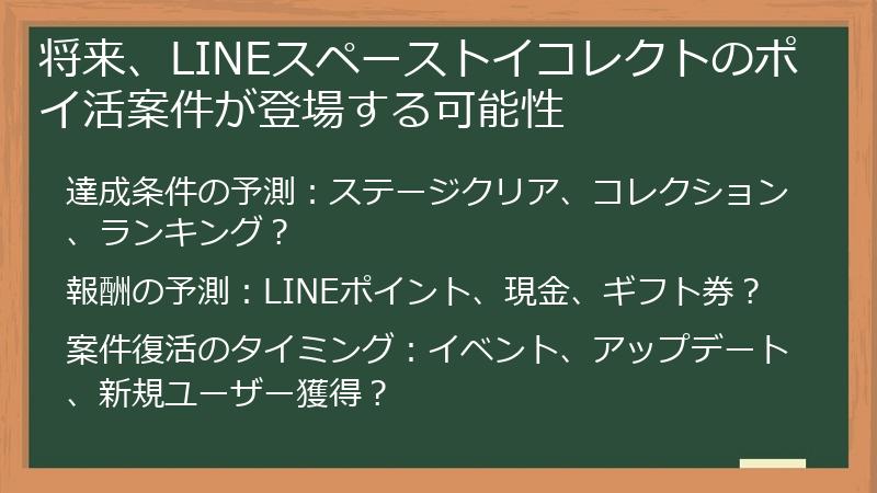 将来、LINEスペーストイコレクトのポイ活案件が登場する可能性