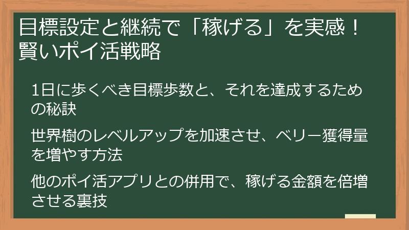 目標設定と継続で「稼げる」を実感！賢いポイ活戦略