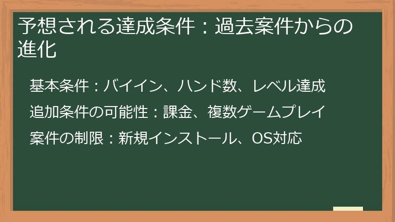 予想される達成条件：過去案件からの進化