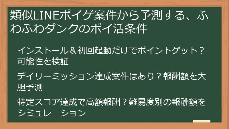類似LINEポイゲ案件から予測する、ふわふわダンクのポイ活条件