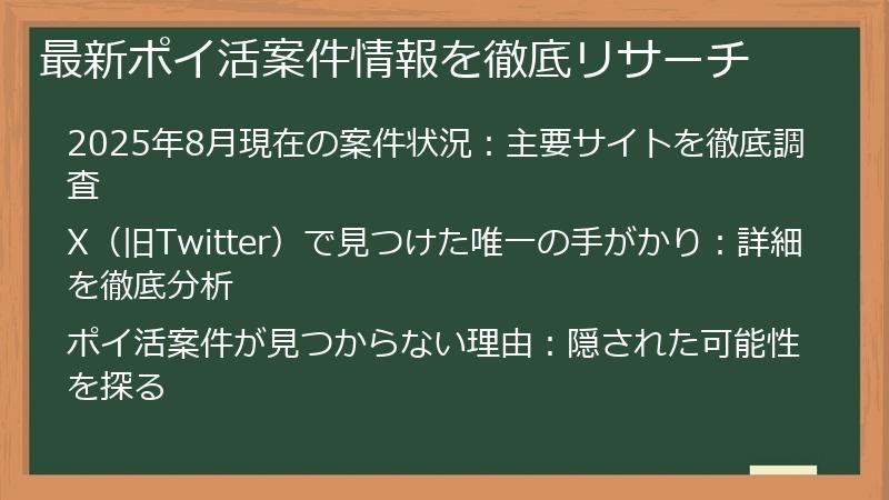 最新ポイ活案件情報を徹底リサーチ