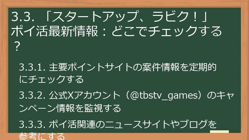 3.3. 「スタートアップ、ラビク!」ポイ活最新情報:どこでチェックする?