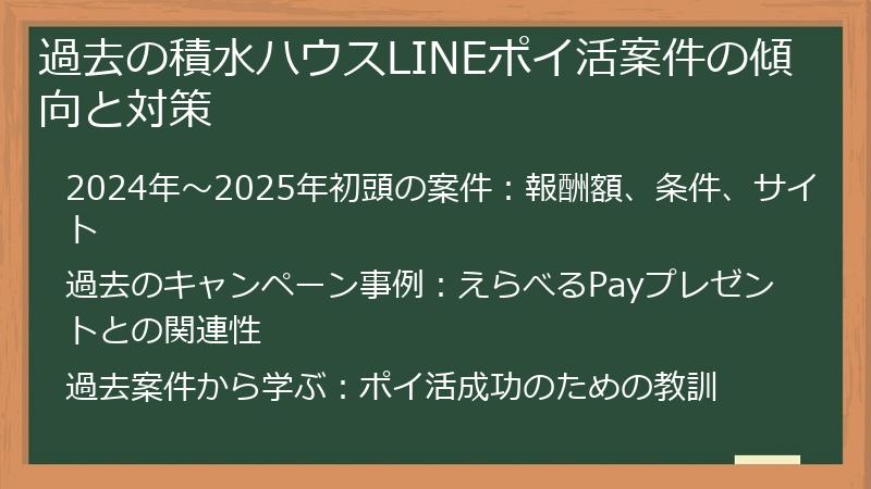 過去の積水ハウスLINEポイ活案件の傾向と対策
