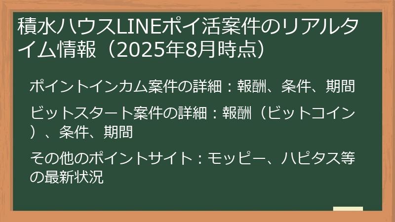 積水ハウスLINEポイ活案件のリアルタイム情報（2025年8月時点）