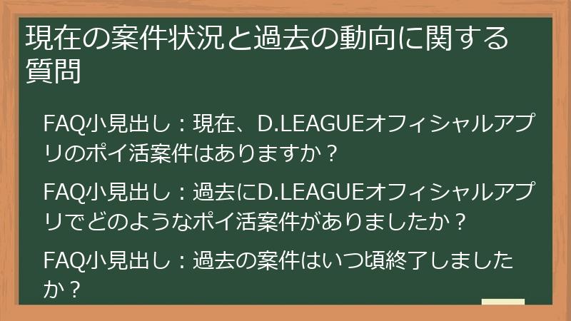 現在の案件状況と過去の動向に関する質問