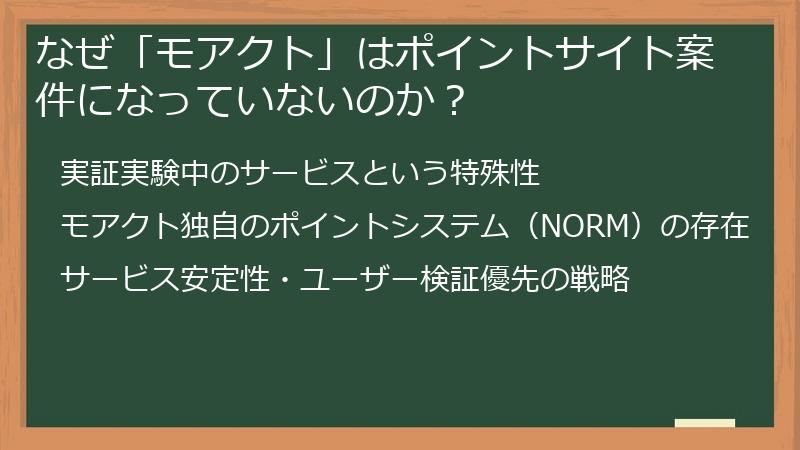 なぜ「モアクト」はポイントサイト案件になっていないのか？