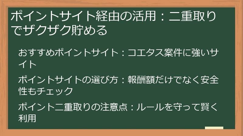 ポイントサイト経由の活用：二重取りでザクザク貯める