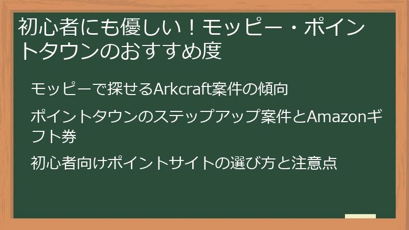 初心者にも優しい！モッピー・ポイントタウンのおすすめ度