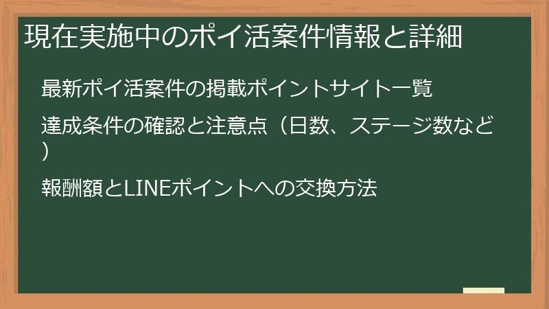 現在実施中のポイ活案件情報と詳細