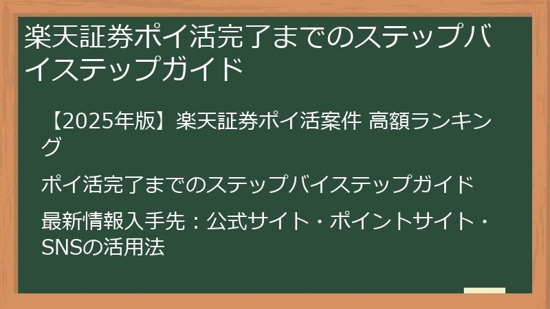 楽天証券ポイ活完了までのステップバイステップガイド